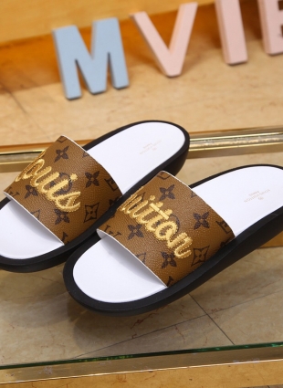 Louis Vuitton slides brown