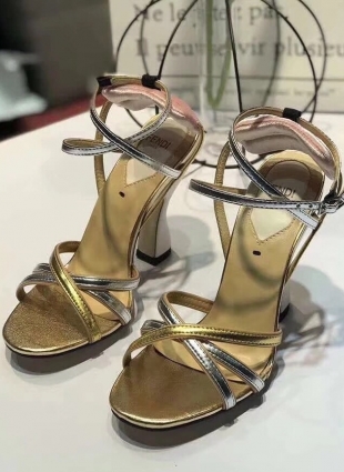 Fendi sandals gold and silver