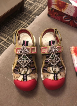 Gucci sandals beige and red replica