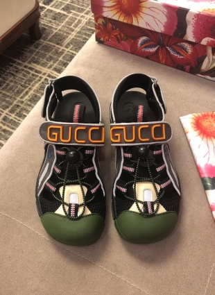 Gucci sandals black and green replica