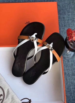 Hermès step-ins brown and white