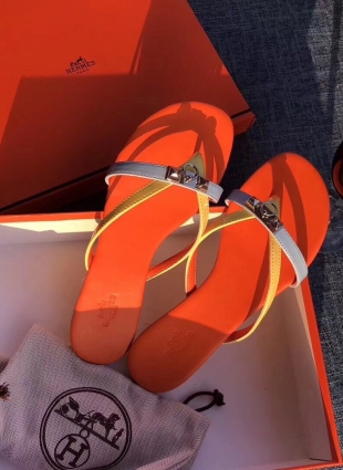 Hermès step-ins blue and yellow