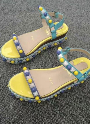 Christian Louboutin sandals blue and yellow