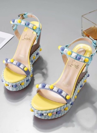 Christian Louboutin sandals blue and yellow