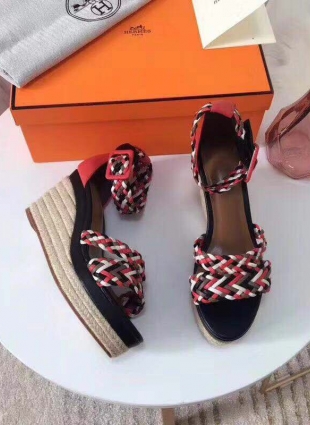 Hermès sandals black and pink