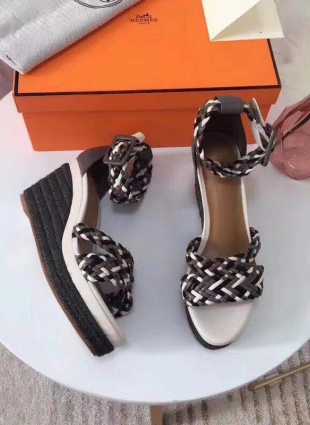 Hermès sandals white and gray