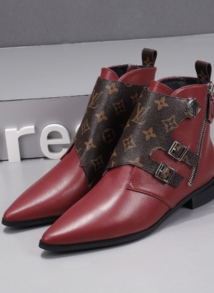 Louis Vuitton boots red and brown