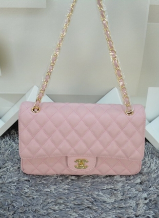 CHANEL pink bag caviar leather gold hardware