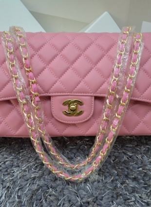 CHANEL pink bag lambscin gold hardware