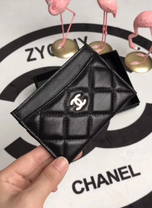 CHANEL card holder lambskin gold hardware