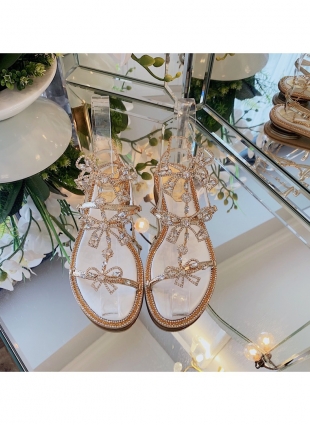 Rene Caovilla sandals white and gold