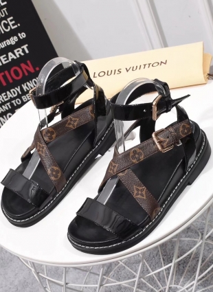 Louis Vuitton sandals brown and black