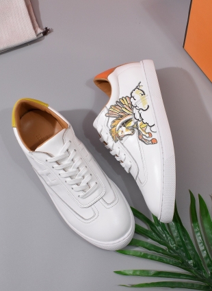 Hermès sneakers white and orange