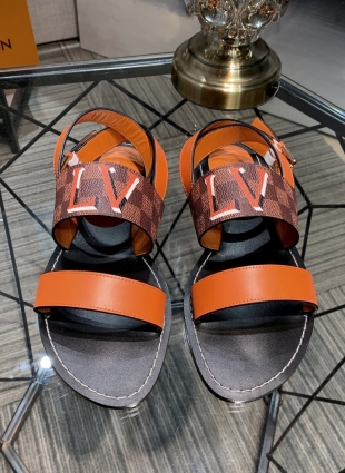 Louis Vuitton sandals brown and orange
