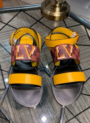 Louis Vuitton sandals brown and yellow