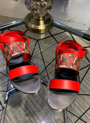 Louis Vuitton sandals brown and red