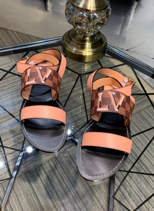 Louis Vuitton sandals brown and peach