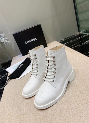 Chanel boots white