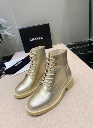Chanel boots gold