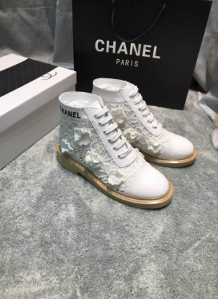 Chanel boots white