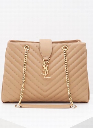 Yves Saint Laurent bag beige, size 35x9.5x25cm, Lambskin, gold chain