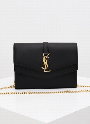 Yves Saint Laurent bag black, size 22.5x14x4cm, gold chain