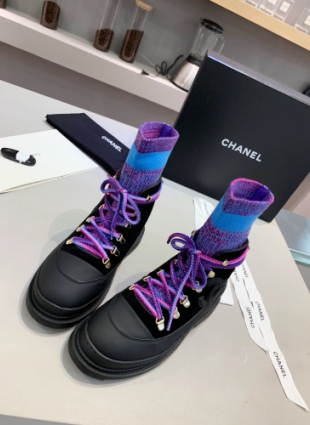 Chanel boots black and violet