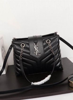 Yves Saint Laurent black bag with silver chain