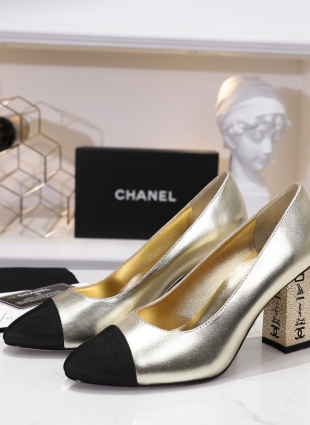 Chanel shoes gold