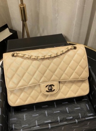 Chanel caviar leather bag 25.5 cm
